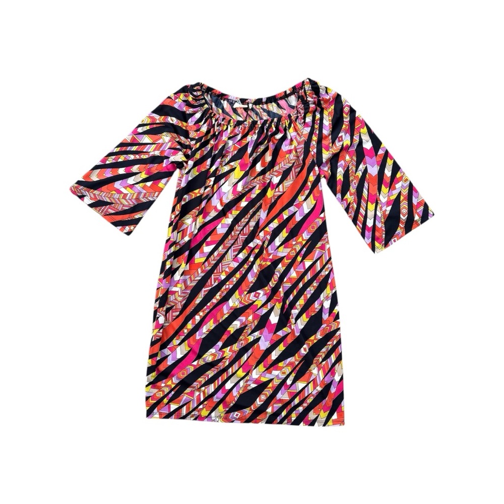 NWT Trina Turk Off the Shoulder Shift Colorful Dress Short Length Size Medium